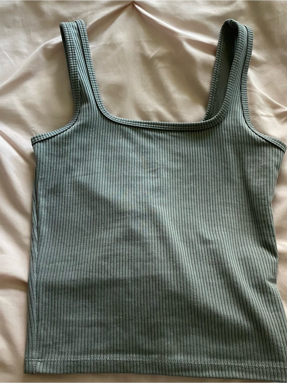 Hollister Ribbed Square-Neck Tank XXS — gray